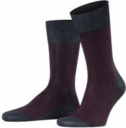 FALKE Oxford Stripe Sokken Heren 13379 - Grijs 3096 anthracite mel. Heren - 41-42