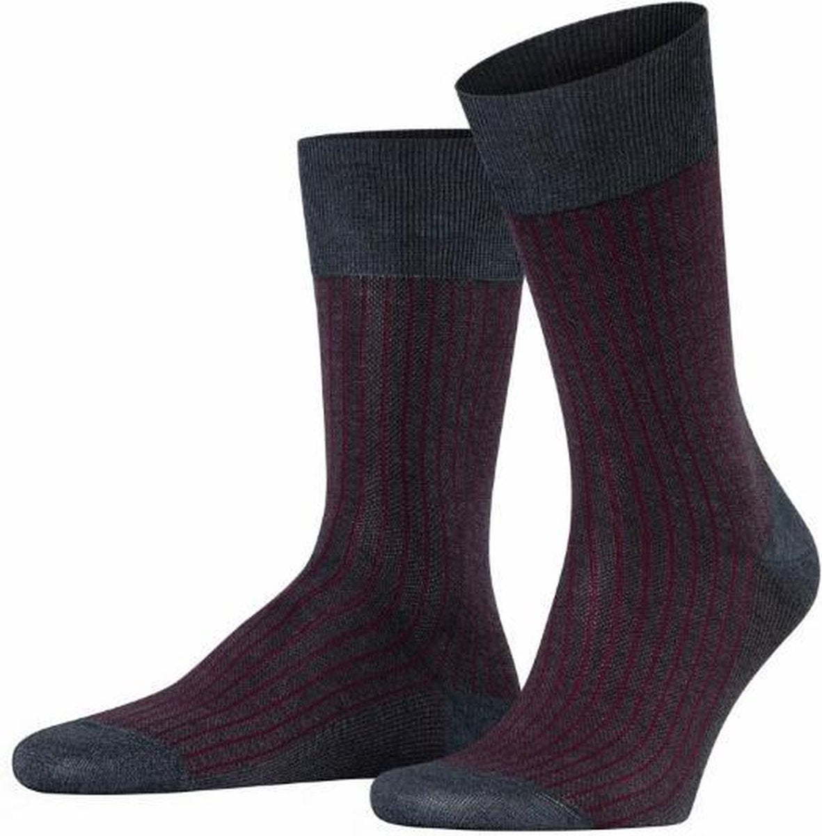 FALKE Oxford Stripe Sokken Heren 13379 - Grijs 3096 anthracite mel. Heren - 41-42