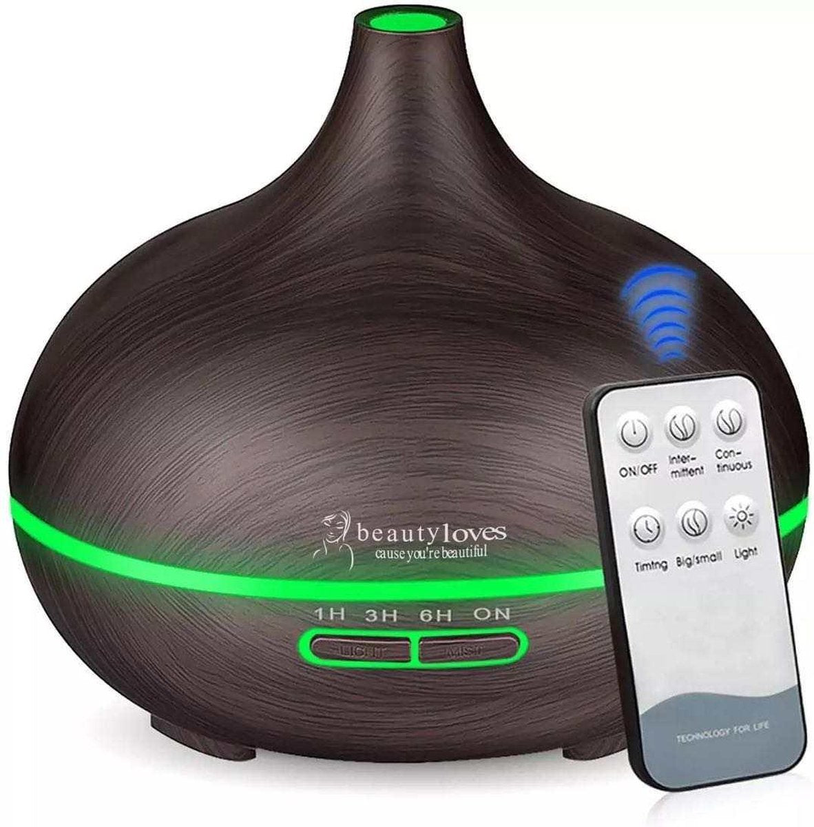Aroma diffuser - Vernevelaar - Geurverspreider - 7 LED lichten - 300ML - inclusief 3 etherische oliën