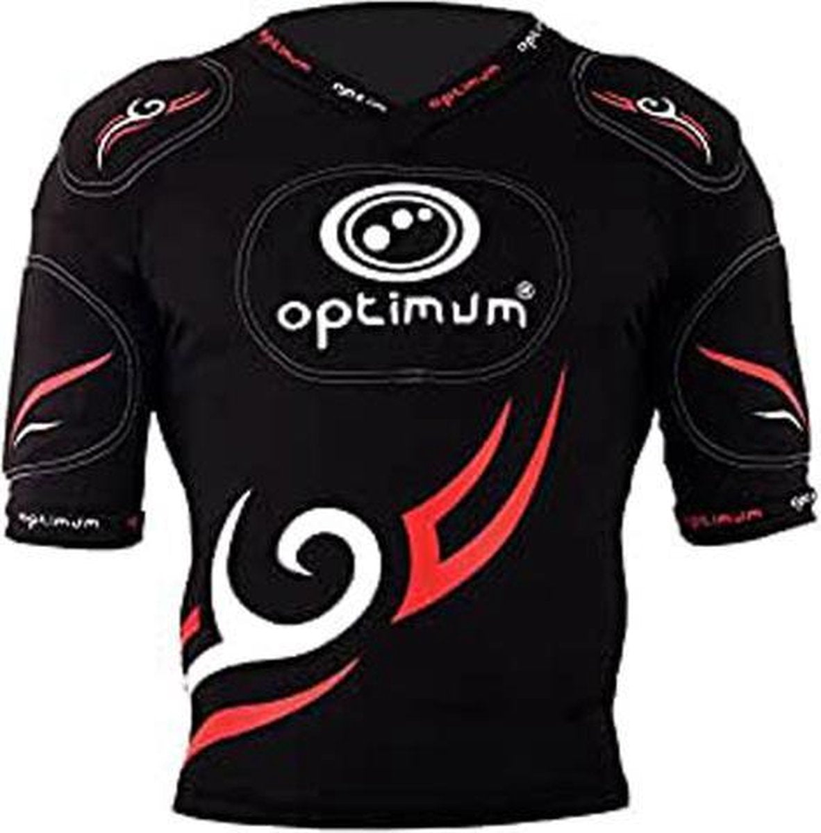 Bodyprotector Optimum Tribal Five pad Top - Zwart/Rood - Maat L