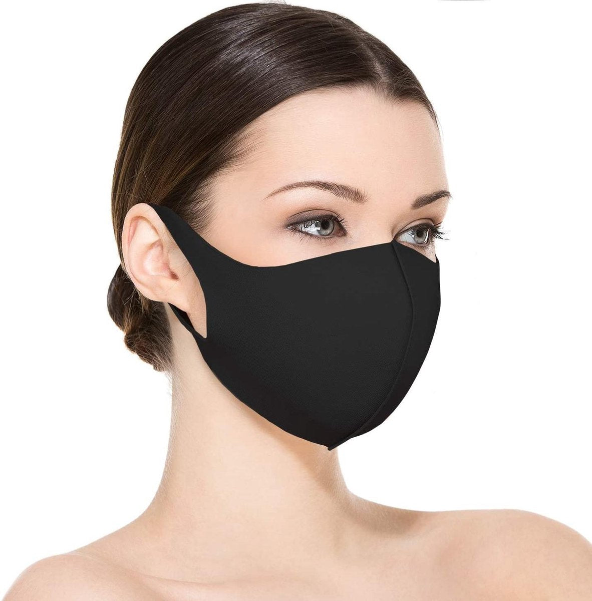 3x FASHION Mondkapje - ZWART - Mondmasker - Wasbaar - Mondkapjes - Black - Facemask - Mouth mask - Herbruikbaar - Adembescherming - Mannen