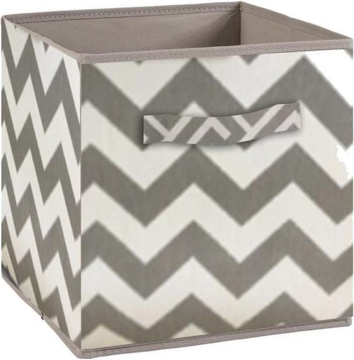 COMPO Opberglade - Stof - 27 x 27 x 28 cm - Chevronpatroon - Grijs en wit