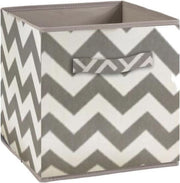 COMPO Opberglade - Stof - 27 x 27 x 28 cm - Chevronpatroon - Grijs en wit