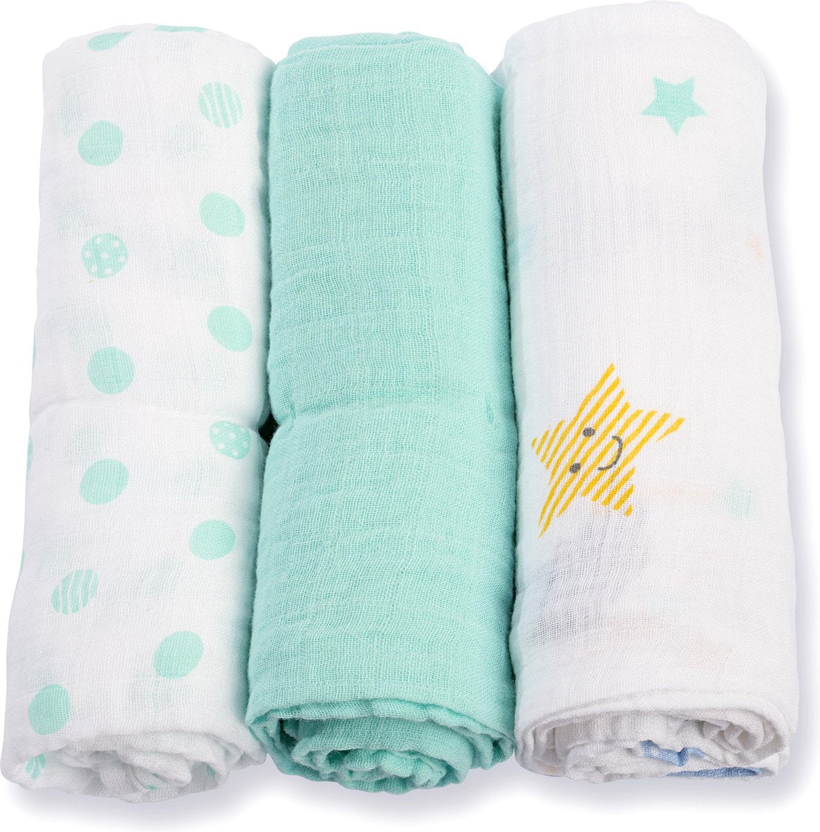 Lulujo medium swaddle 3-pack - Dreamland multidoeken medium groen 3-pack