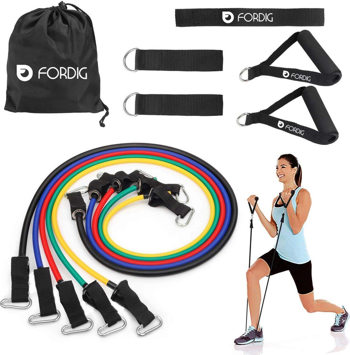 Luxe XL Weerstandsbanden Set – Fitness Elastiek – Trainingsband – Resistance band – Fitnessband – Trainingsband - Inclusief draagzak