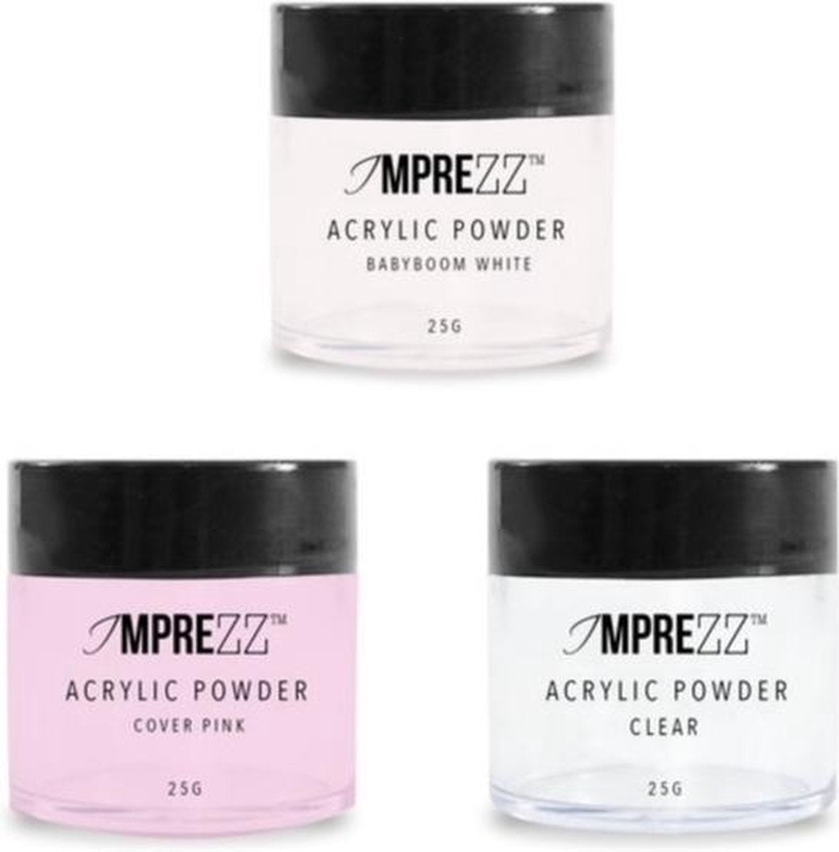 Acryl Poeder Color Set van 3 kleuren - voor het maken van Nagelverlenging en Acryl Nagels