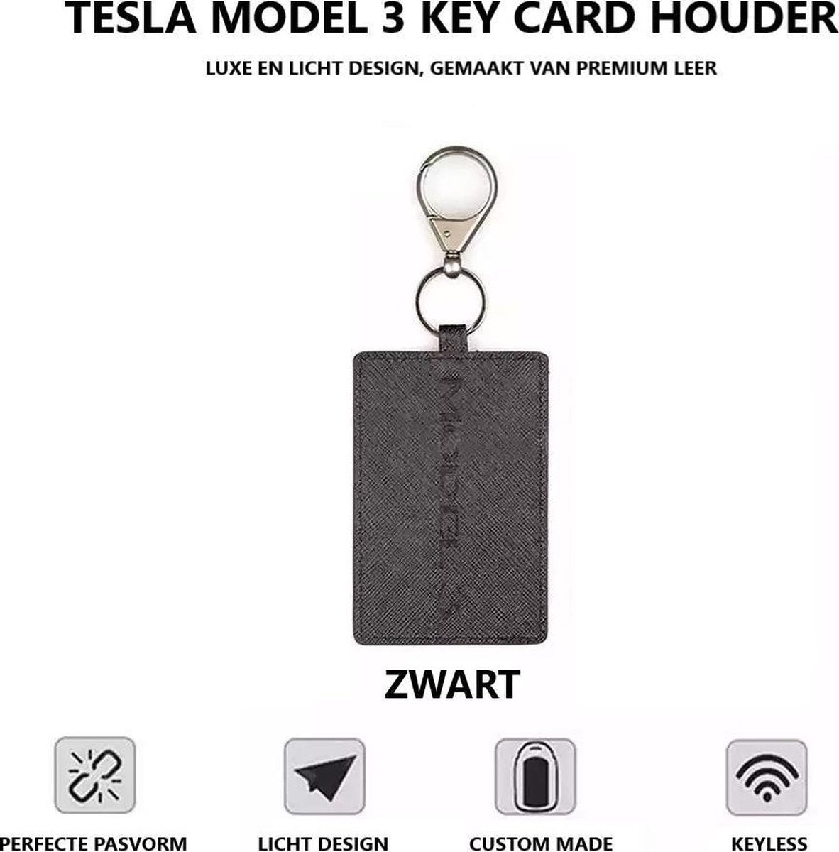 Tesla Model 3 Sleutelkaart houder Sleutelhanger Key Card Auto Accessoires Nederland en België -Zwart