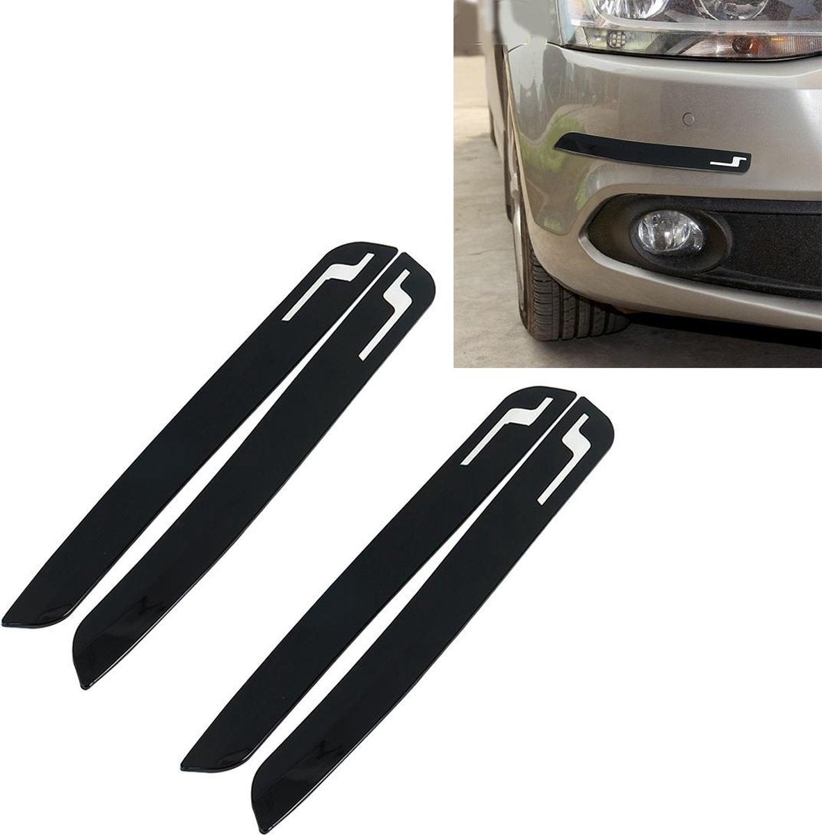 2 paar Universele carrosserie Achterbumperbeschermer Sierlijst Beschermstrip Carrosserie Beschermstrip Auto-accessoires Beschermende stickers Auto Beschermset Carrosserie 4-hoek beschermhoes (zwart)