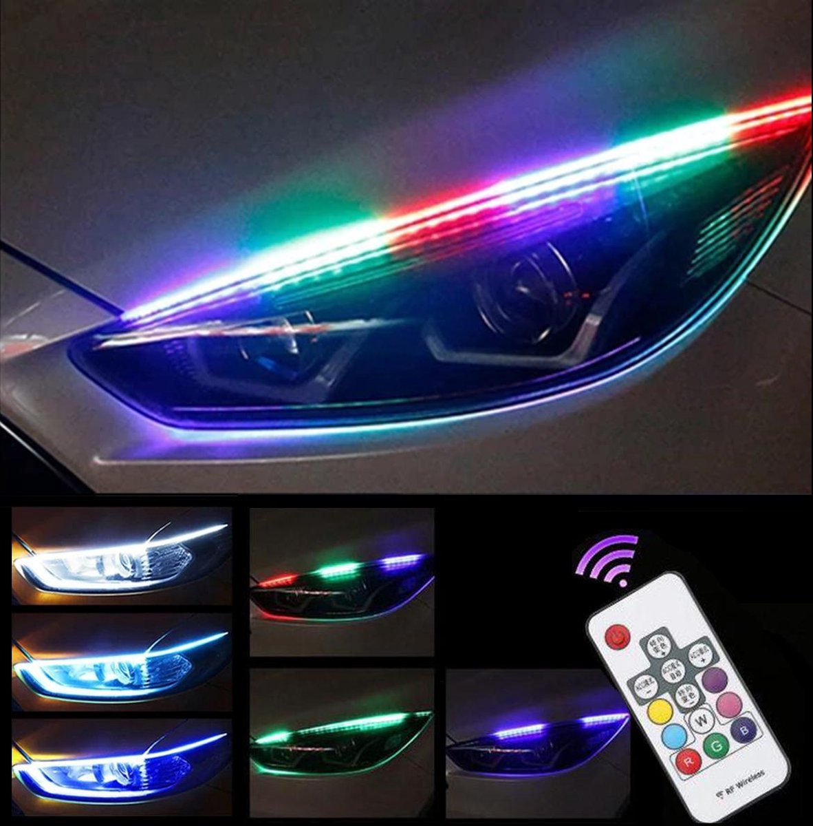 DRL LED Strip met afstandsbediening -- Auto dagrijverlichting met richtingaanwijzer -- 30cm -- Koplamp Tuning Led Strip