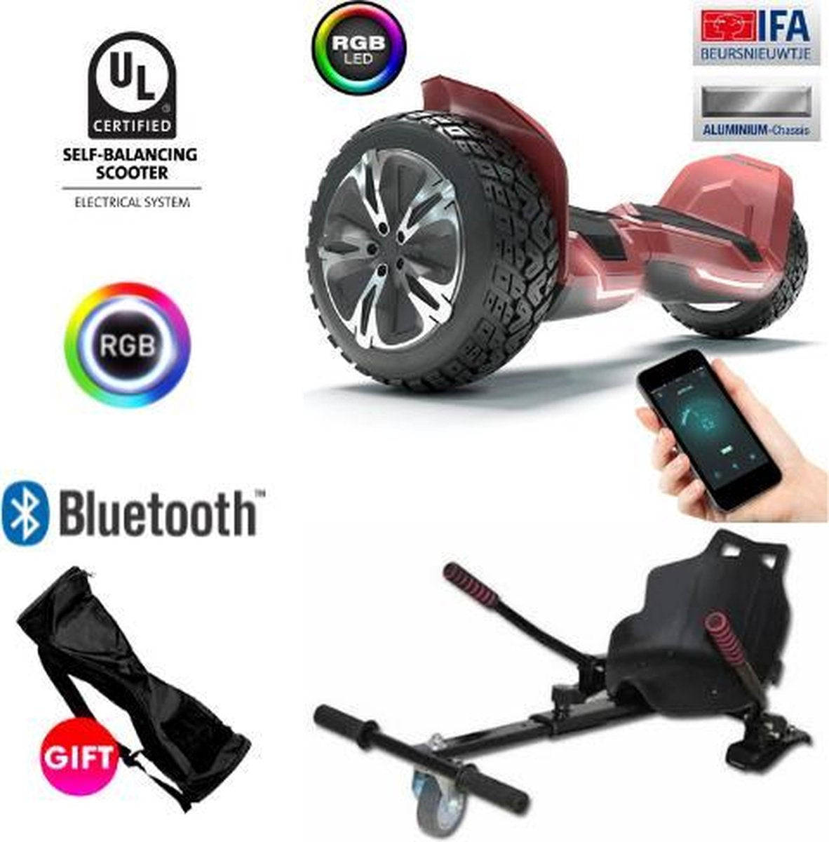 Gyroor G2 | Oxboard |6.5 Inch Wielen | Drift Trike Alternatief | Hoverboard met Hoverkart| Rood