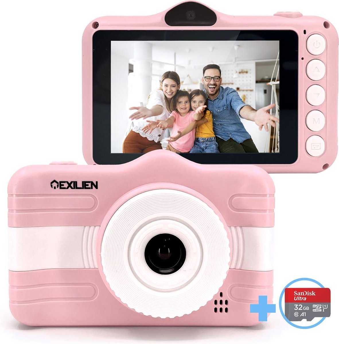 Exilien HD kindercamera 1080P incl. 32 GB Micro SD card- digitale kindercamera-kindercamera-roze kindercamera -kindercamera meisje -3