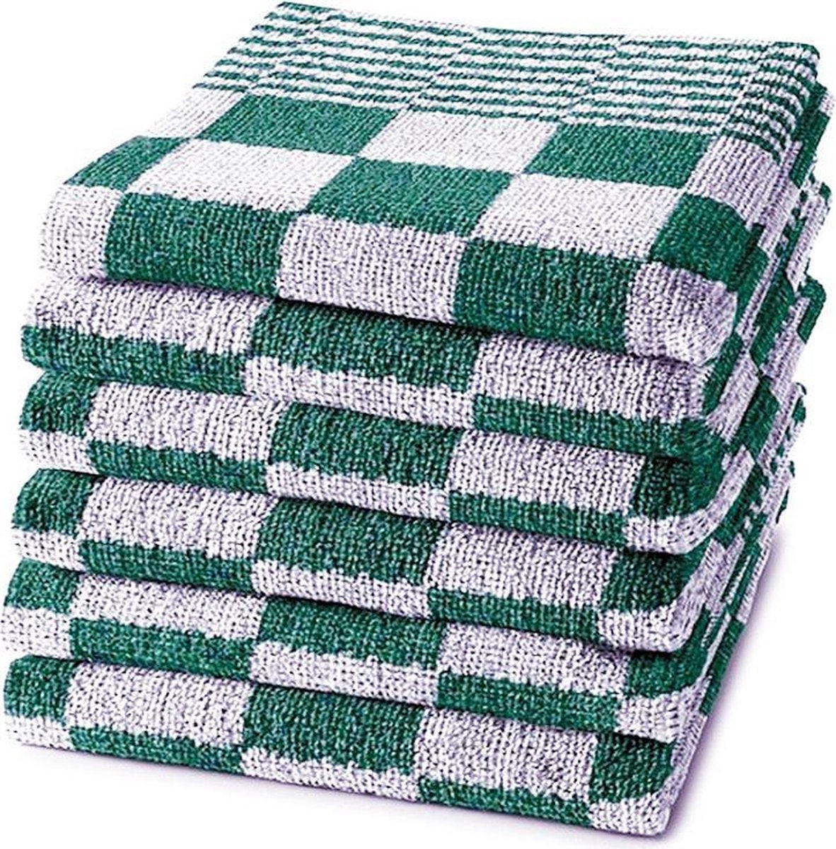Homéé® Keukendoek 50x50 cm - Holland Art geblokt - 100% katoen - 6 stuks groen - wit