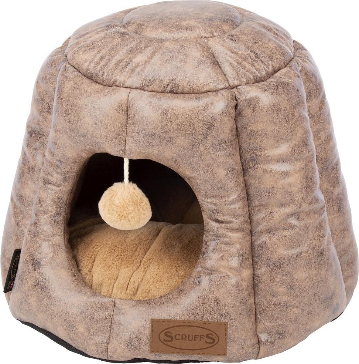 Scruffs Knightsbridge - Stijlvolle eco-leren kattenmand - in bruin en grijs - Bruin