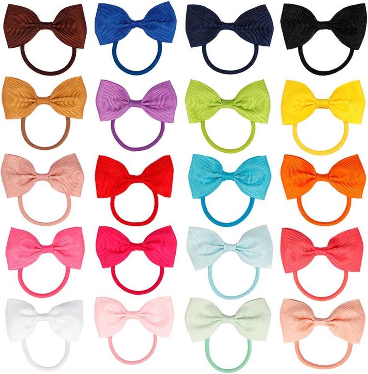 JillyBee - Haarelastiek - Elastiekjes - Elastiek - Strikjes - Fijn - Multicolor - 20stuks