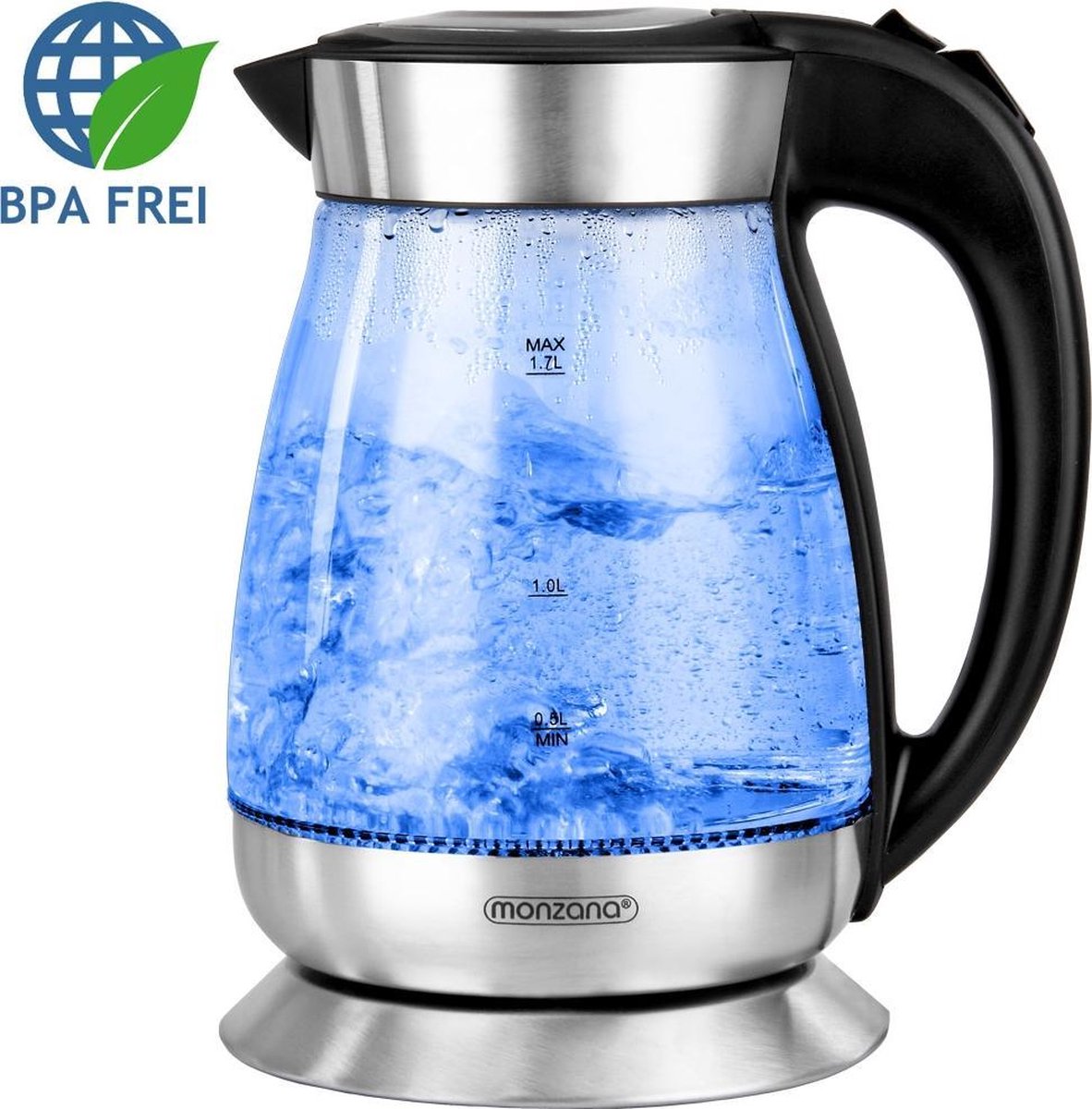 Deuba Waterkoker Zwart/Zilver glas/roestvrij staal 1