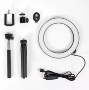 Sargon LED Ringlamp 5 in 1 - Statief 102cm - Ringlamp 26cm - Selfiestick - Bluetooth Shutter - Incl Telefoonhouder - Tripod - 3 Licht Niveaus - TikTok