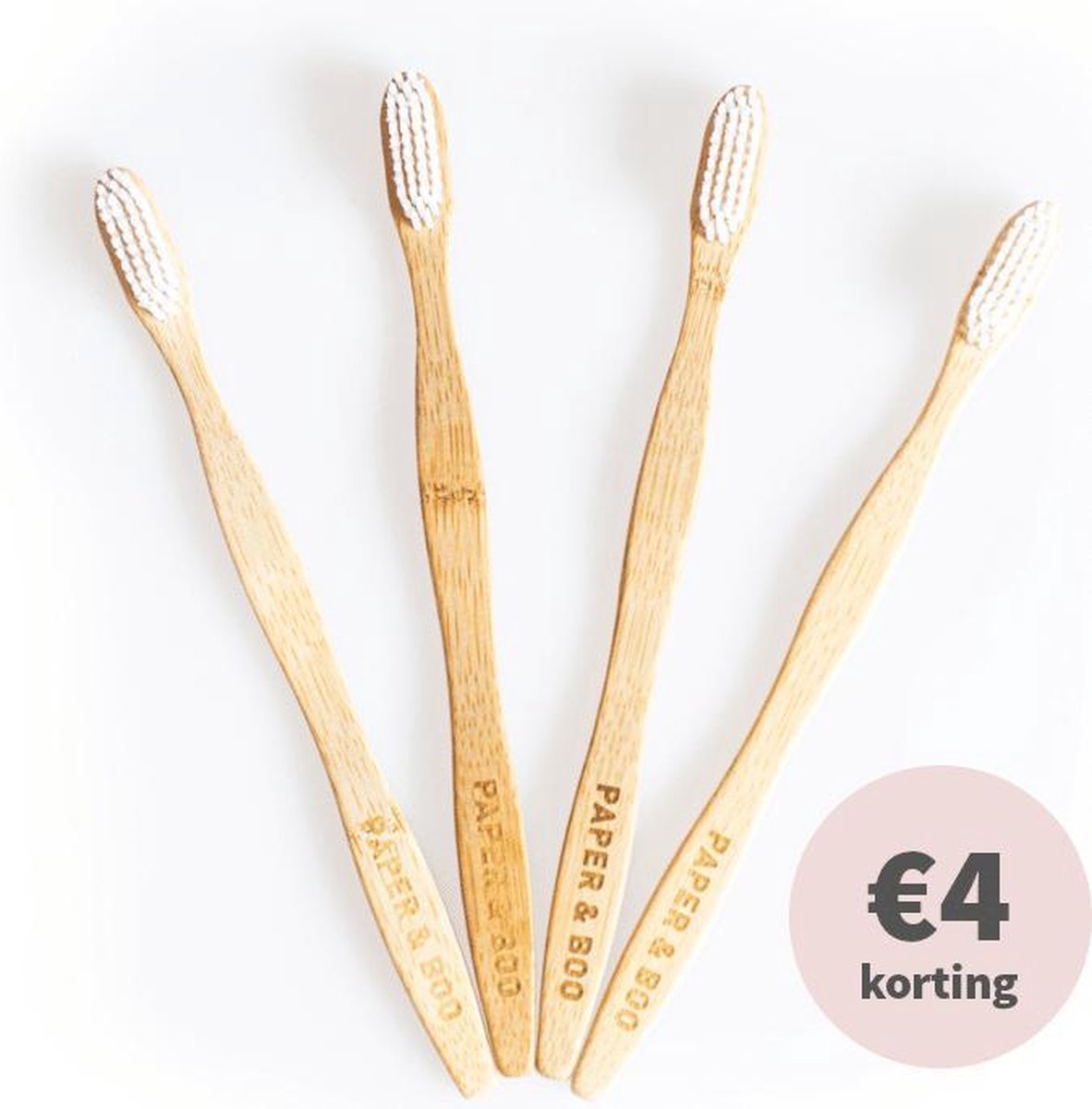 Bamboe tandenborstels (4 stuks) - 100% biologisch afbreekbare verpakking - Gemaakt van duurzaam bamboe - 96% biologisch afbreekbare tandenborstel - BPA vrije borstelharen