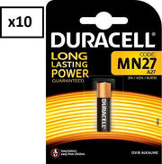 10 Stuks (10 Blisters) - Duracell MN27 27A 12v batterij