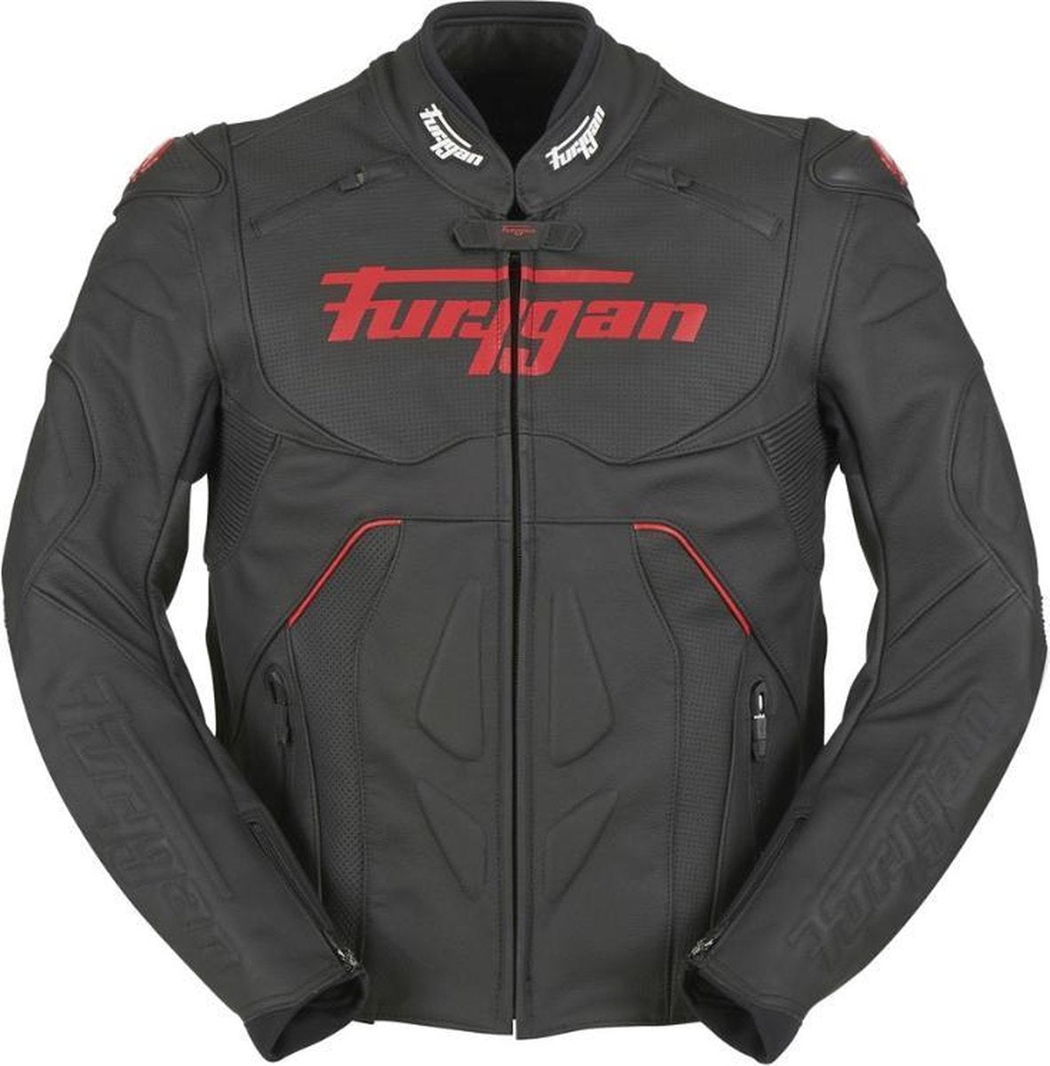 Furygan Raptor Evo Black Red Leather Motorcycle Jacket XL