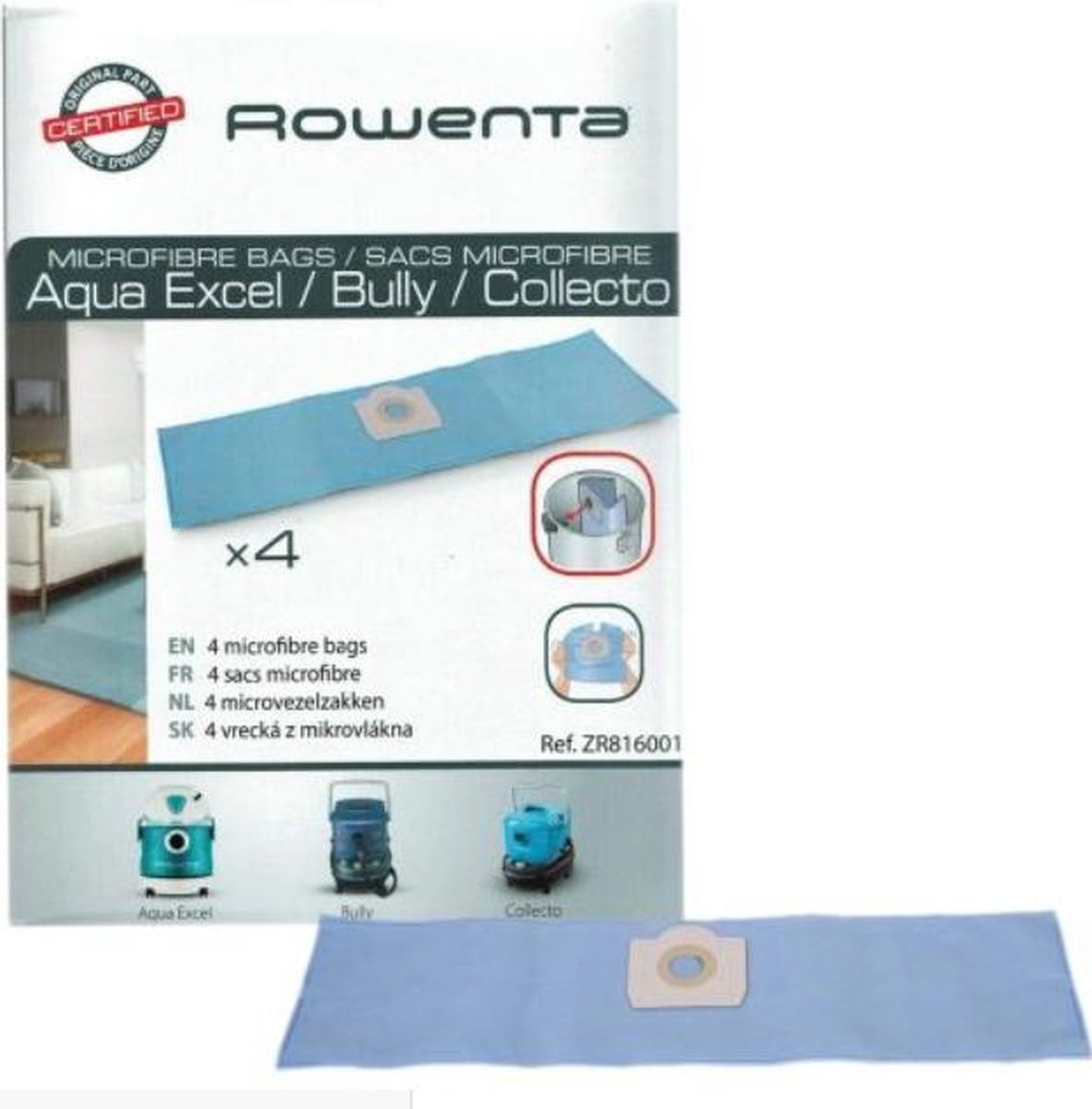 Rowenta Tefal Calor stofzuigzakken Bully  - 4 stuks - oa. ZR81 Aqua Excel Collecto stofzuigerzakken stofzakken origineel
