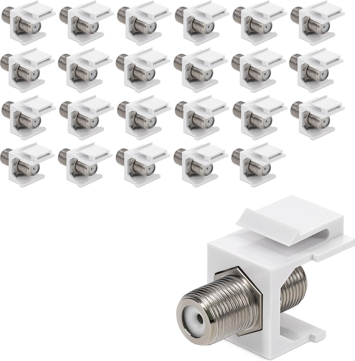 kwmobile 24x F-connector voor coax kabels - F-stekkers voor DVB-S en DVB-S2 aansluiting - Snap-in systeem - Voor patchpanelen en netwerkcontactdozen
