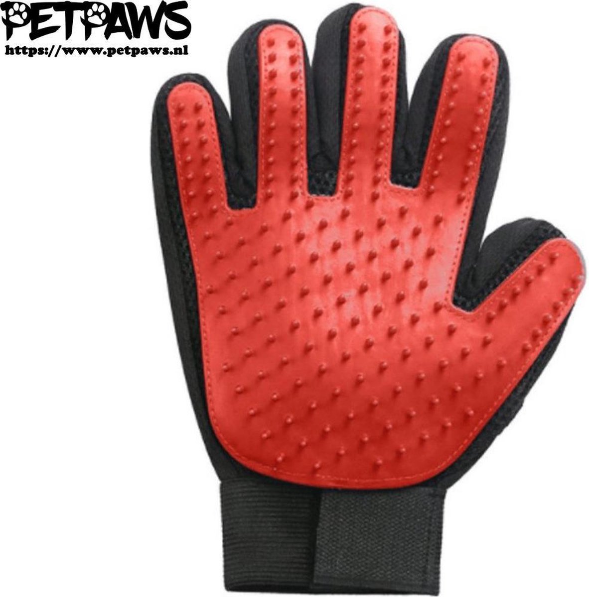 PetPaws - Hond en Kat Vachtverzorgingshandschoen - Rood
