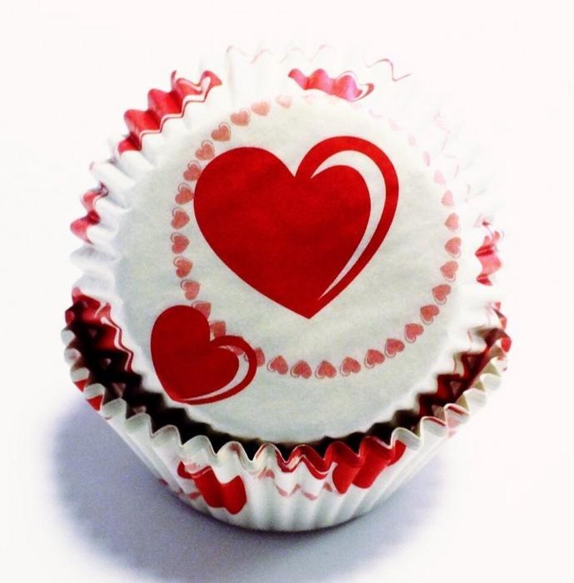Papieren cupcake vormpjes wit met hartjes - PME Arts & Crafts