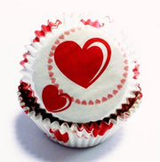 Papieren cupcake vormpjes wit met hartjes - PME Arts & Crafts