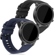 kwmobile 2x horlogeband voor Huami Amazfit GTR (47mm) / GTR 2 / GTR 2e - siliconen band voor fitnesstracker - zwart / donkerblauw