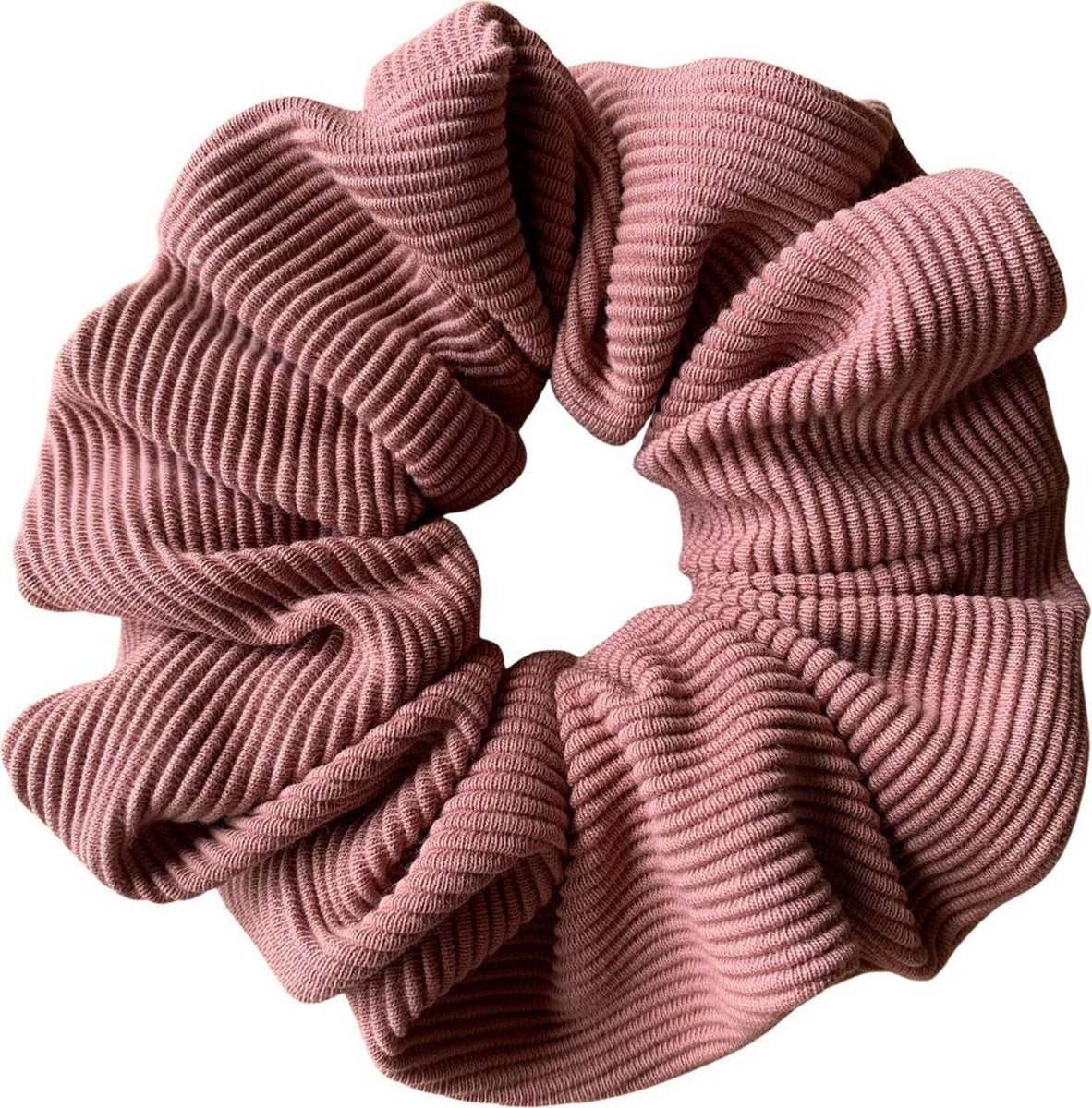 Scrunchie - XL - Oversized - Ribstof - Effen - Klei Roze - Diameter circa 16 cm - 80% Katoen