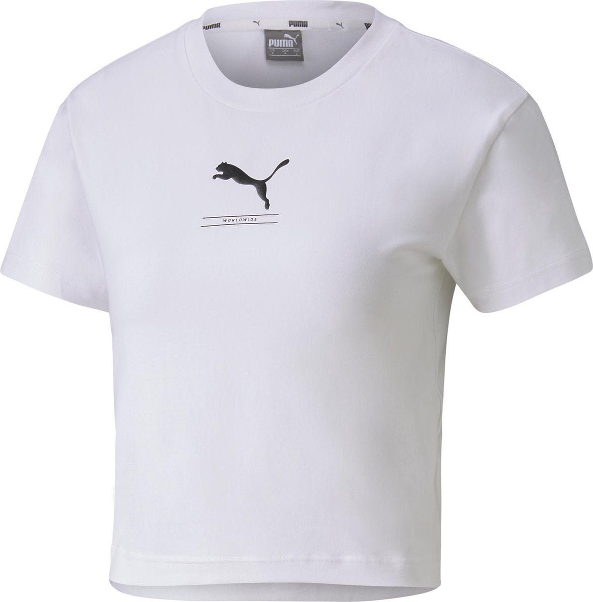 PUMA Nu Tility Fitted Tee Dames Sportshirt - Puma White - Maat XL