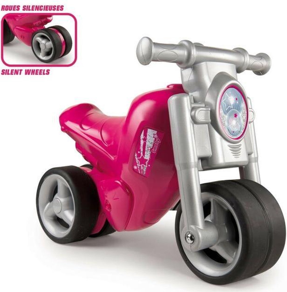 Smoby - Motorfiets ride-on roze Crossmotor Loopmotor