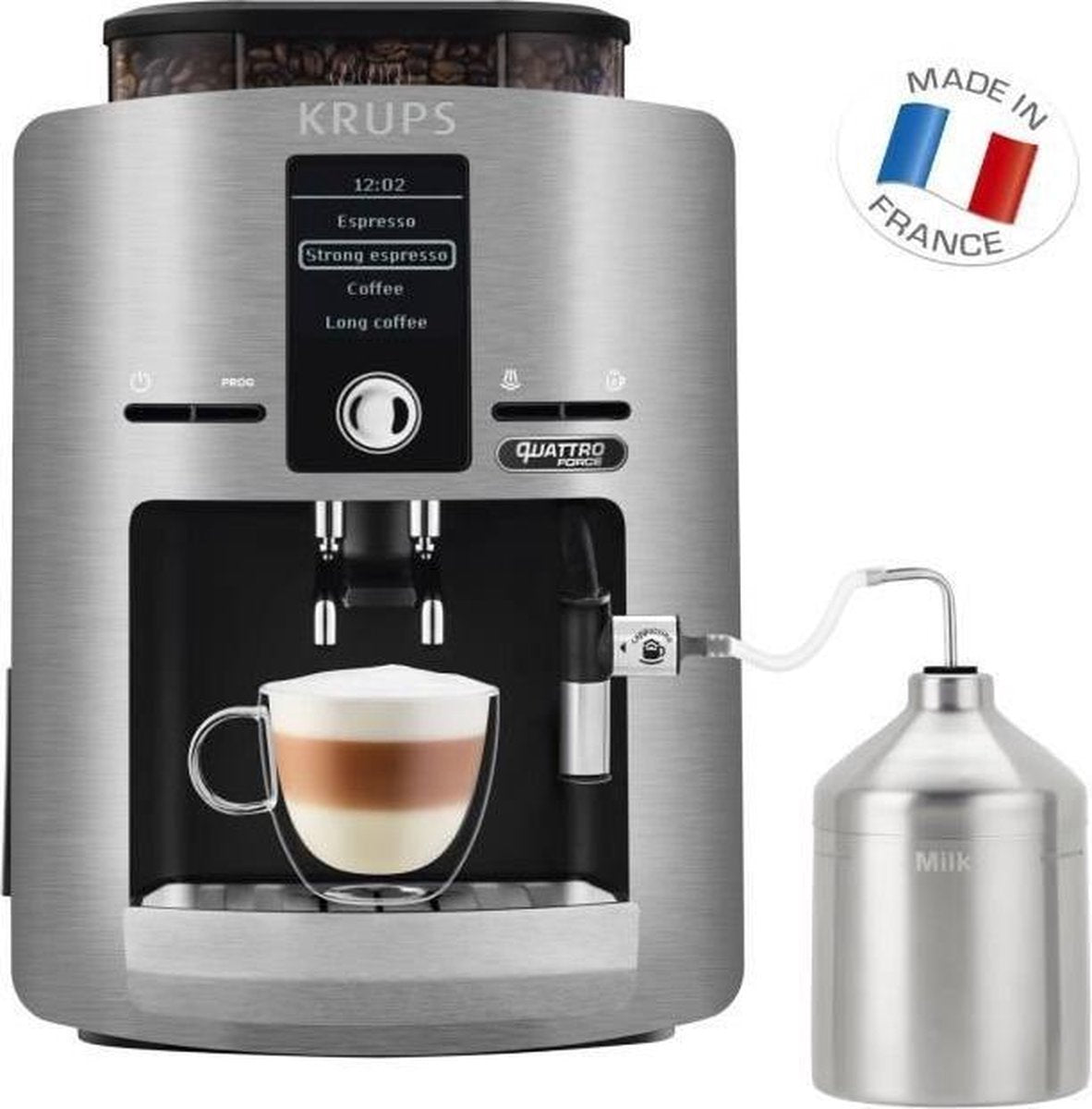 Krups Espresseria Silver Machine een Café Broyeur Graan Ecran LCD Quattro Force Cafetiere Expresso Cappuccinos YY3069FD