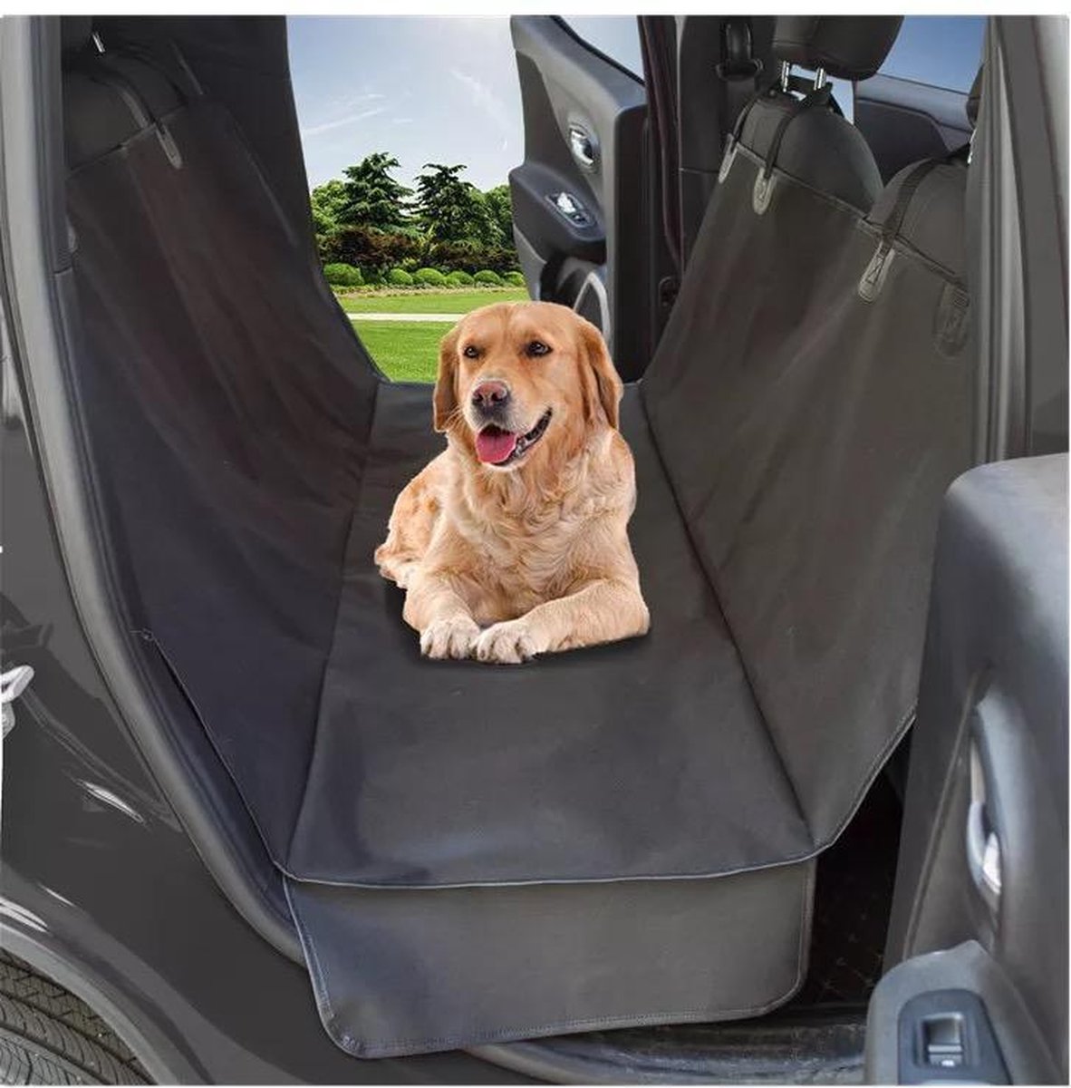 REPUS Achterbank Honden Beschermhoes Waterproof | Achterbak beschermhoes |Hondendeken Auto | Achterbank |Honden kleed | Auto beschermhoes |Bescherming van autobank |Waterafstotend | Zwart |137 x 147 cm|