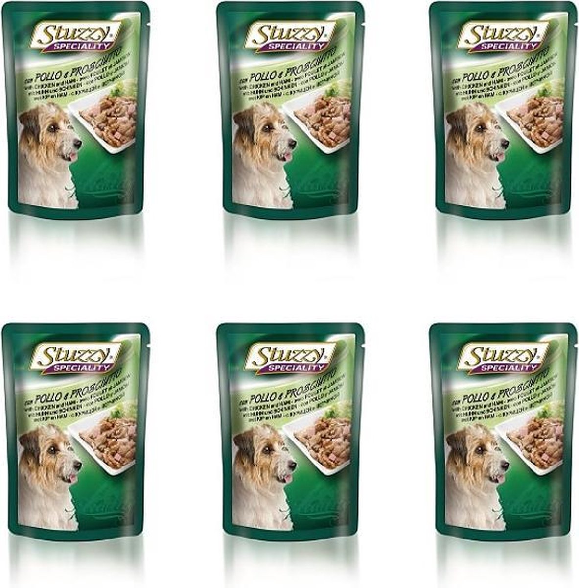 Hondenvoer - Natvoer voor honden - Stuzzy Dog 100gr - KIP & HAM - 6 zakjes