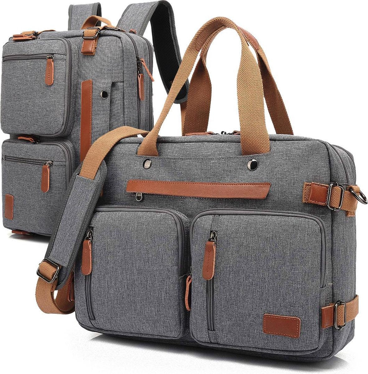 Laptoptas 2 in 1 Laptop Rugtas Schoudertas voor 15.6 inch laptop – grijs