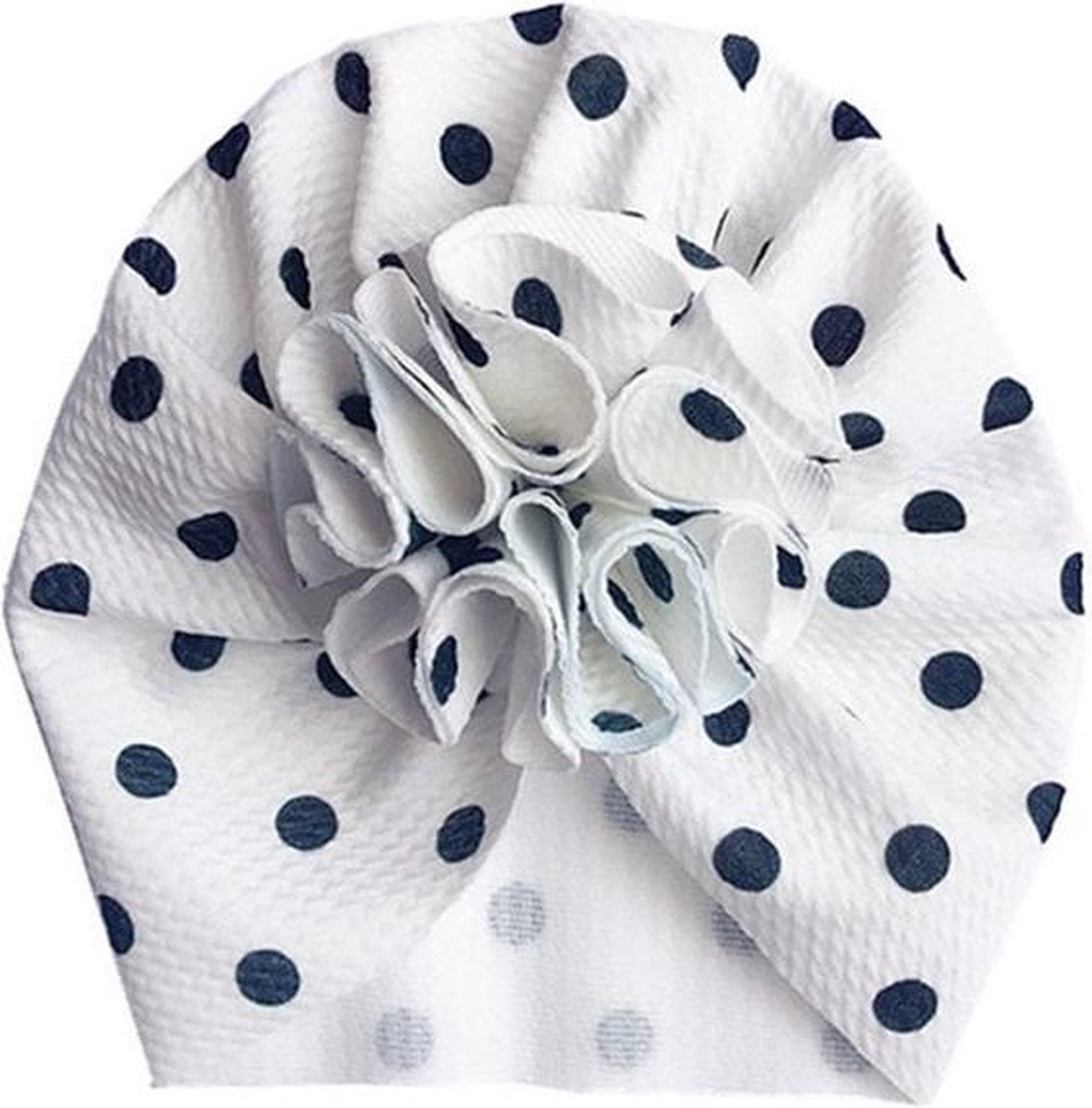Baby Haarband -Baby Tulband - Baby Haaraccessoires Meisje - 0 tot 12 maanden Wit/zwart Bloem