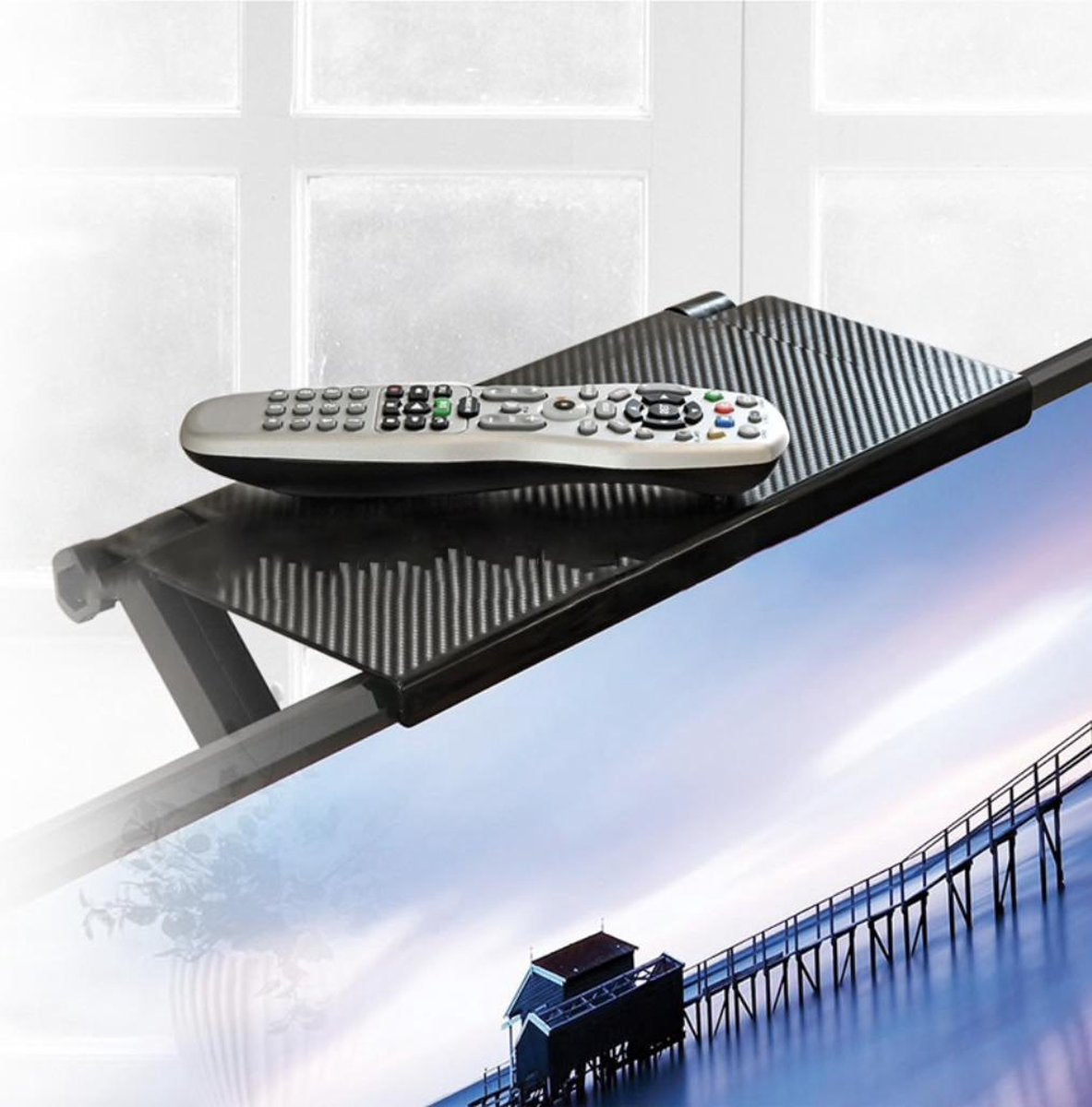 WiseGoods TV Plank Shelf - Televisie Monitor Rek - Monitorstandaard Rack - Decoder Houder Afstandsbediening Verstelbaar - Zwart