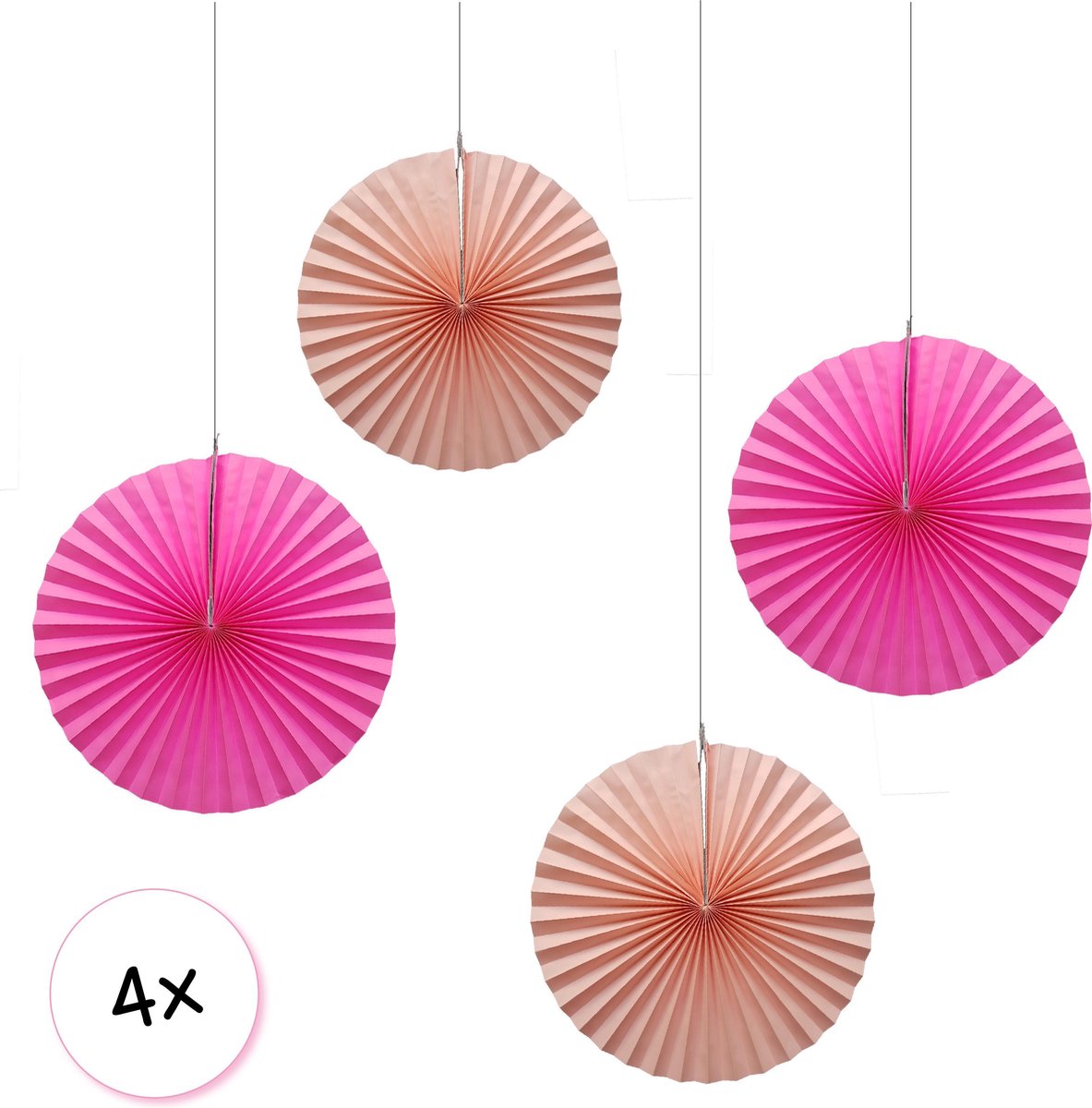 Waaiers Roze & Zalm 4 stuks 30 cm