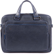 Piquadro Aktetas Blue Square S Leer - blauw