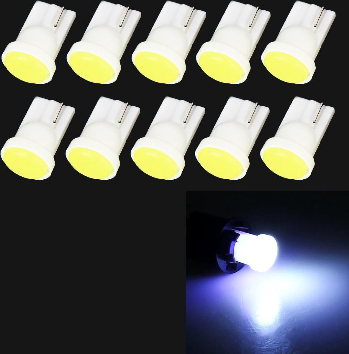 10 STKS T10 / W5W / 194/501/168 0.4 W 20LM 6500 K COB Lampen Auto Leeslamp Klaring Licht