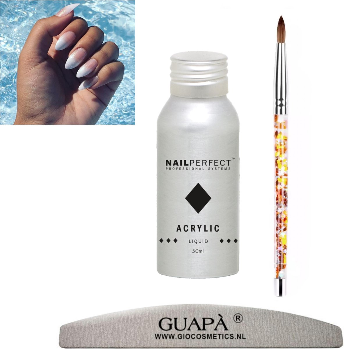 GUAPÀ® acryl liquid set van professionele kwaliteit | acryl vloeistof |acrylic monomer | acryl penselen | 50 ml