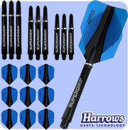 Harrows Retina-X Dart Flights and Shafts Combo Kit - 3 Sets Shafts - 3 Sets Flights - Light Blue
