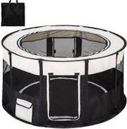Nylon Puppyren Rond | Zwart - 114 x 114 x 60 cm