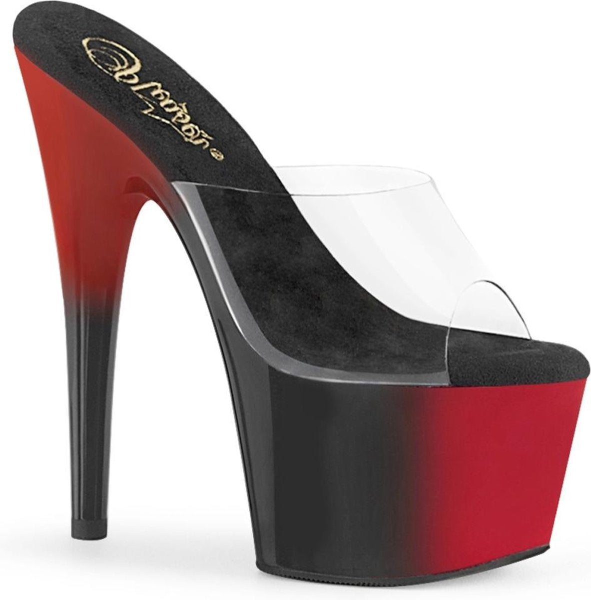 Pleaser Muiltjes -38 Shoes- ADORE-701BR Paaldans schoenen Zwart/Rood