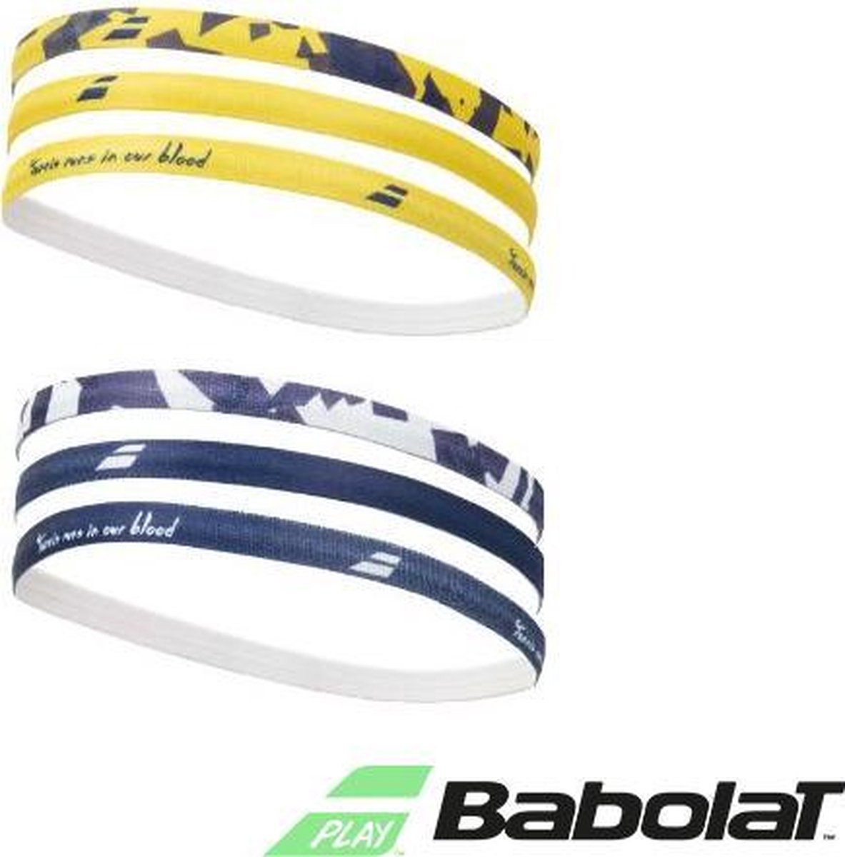 Babolat elastische dames haarband - geel/blauw - 6 stuk