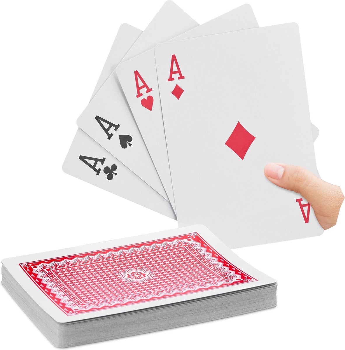 relaxdays speelkaarten groot - pokerkaarten - 54 stuks - waterafstotend - grote kaarten