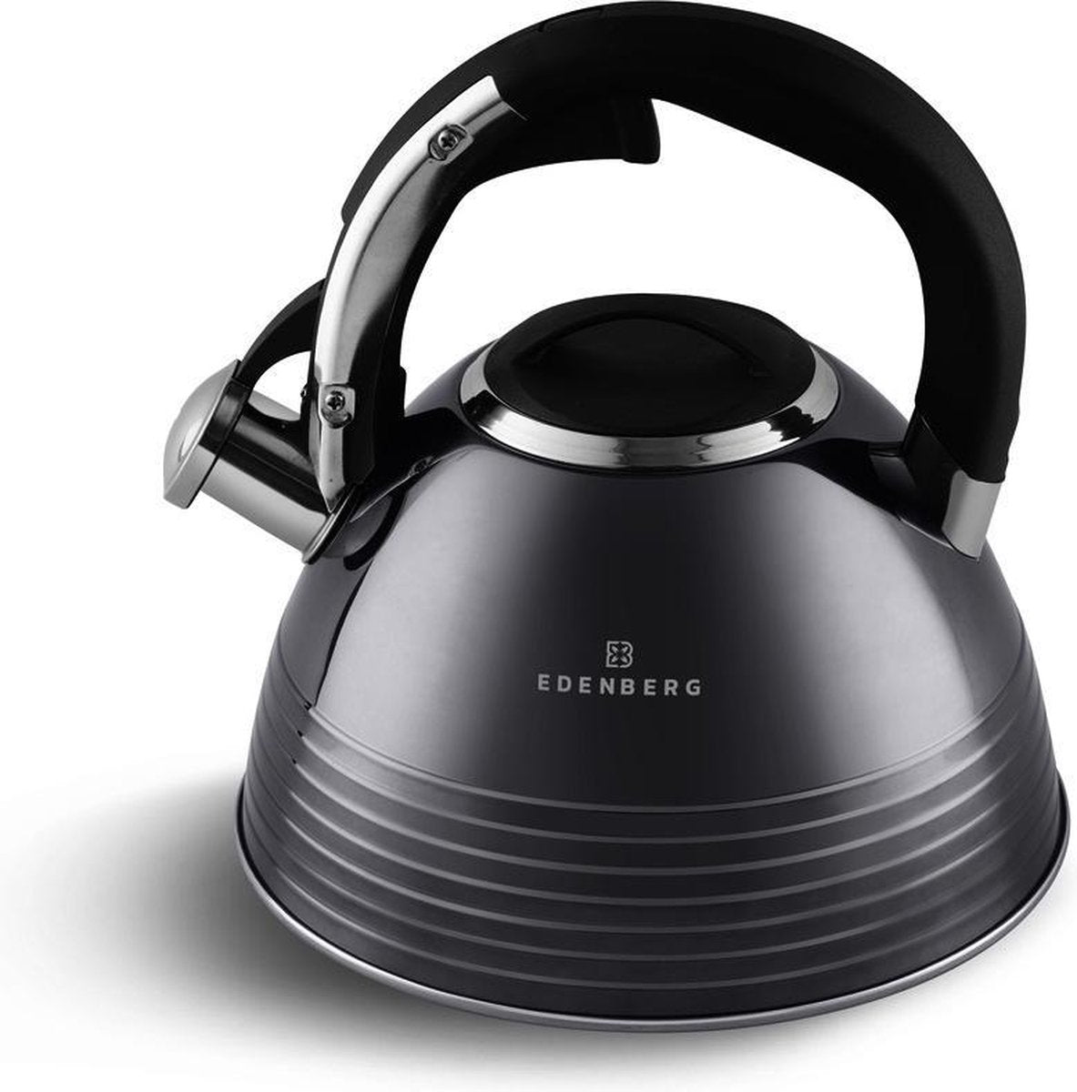 Edënbërg Black Line - originele RVS Fluitketel - 3.0 liter - Zwart