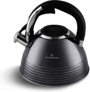 Edënbërg Black Line - originele RVS Fluitketel - 3.0 liter - Zwart