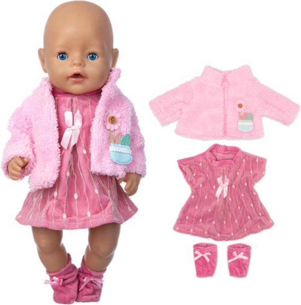 Dolldreams - Poppenkleding - Roze set met Jurkje